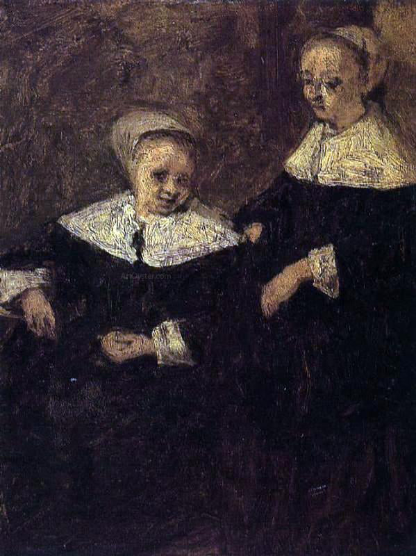 Eugene-Louis Boudin Two Woman (after Adriaen van Ostade) - Canvas Print