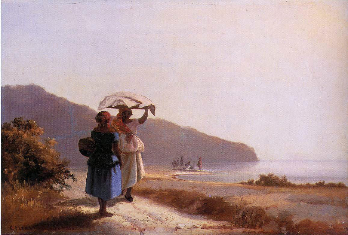 Camille Pissarro Two Woman Chatting by the Sea, St. Thomas - Canvas Print