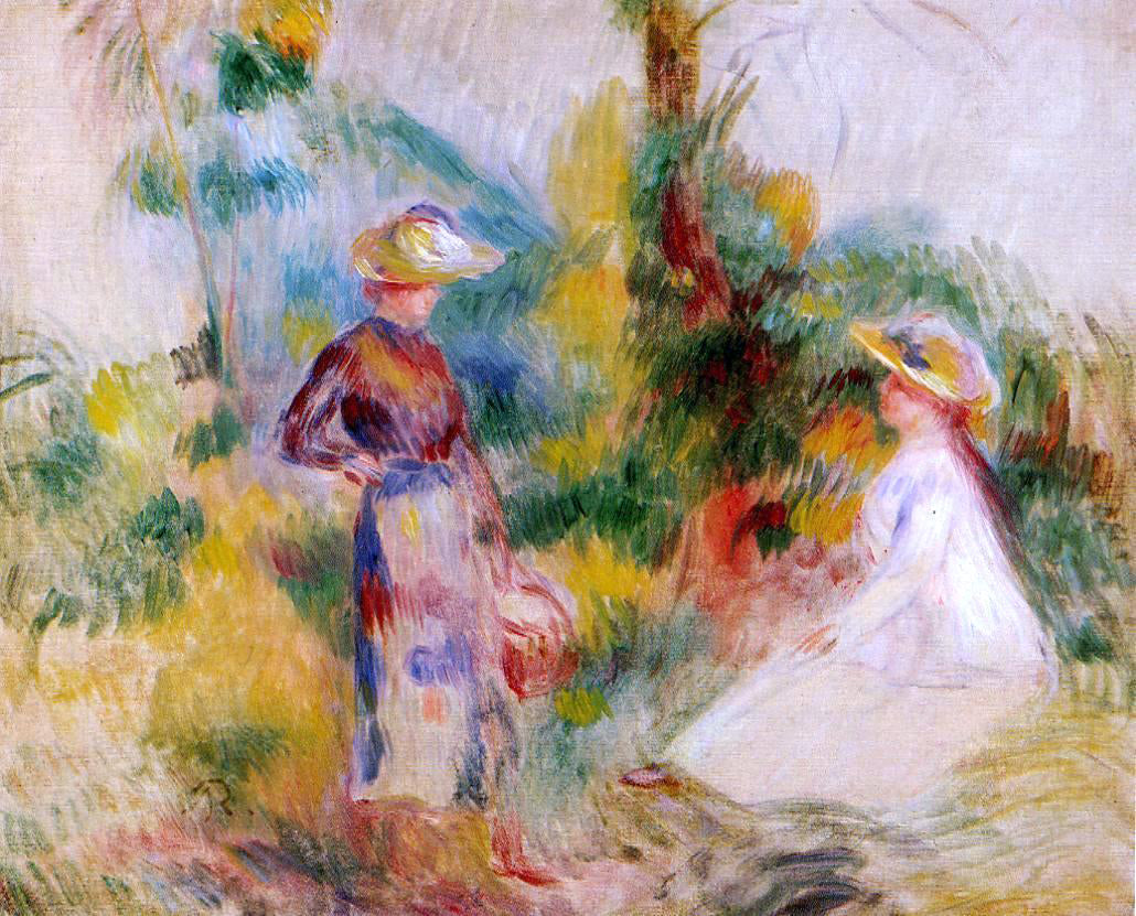 Pierre Auguste Renoir Two Women in a Garden - Canvas Print