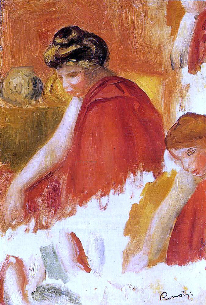 Pierre Auguste Renoir Two Women in Red Robes - Canvas Print