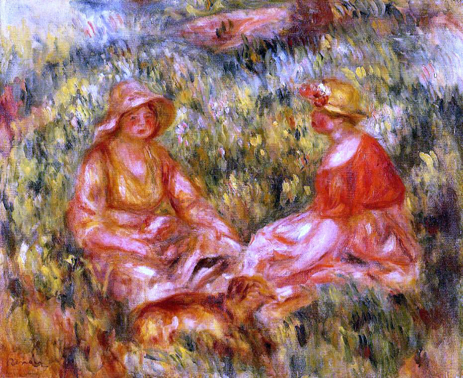 Pierre Auguste Renoir Two Women in the Grass - Canvas Print