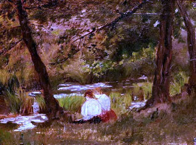 Mary Cassatt Two Women Seated by a Woodland Stream - Canvas Print