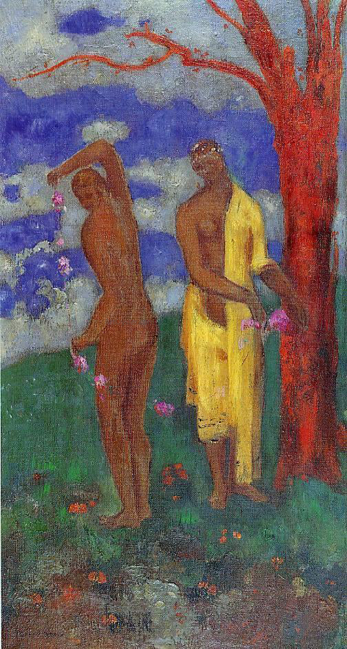 Odilon Redon Two Women Under a Red Tree - Canvas Print