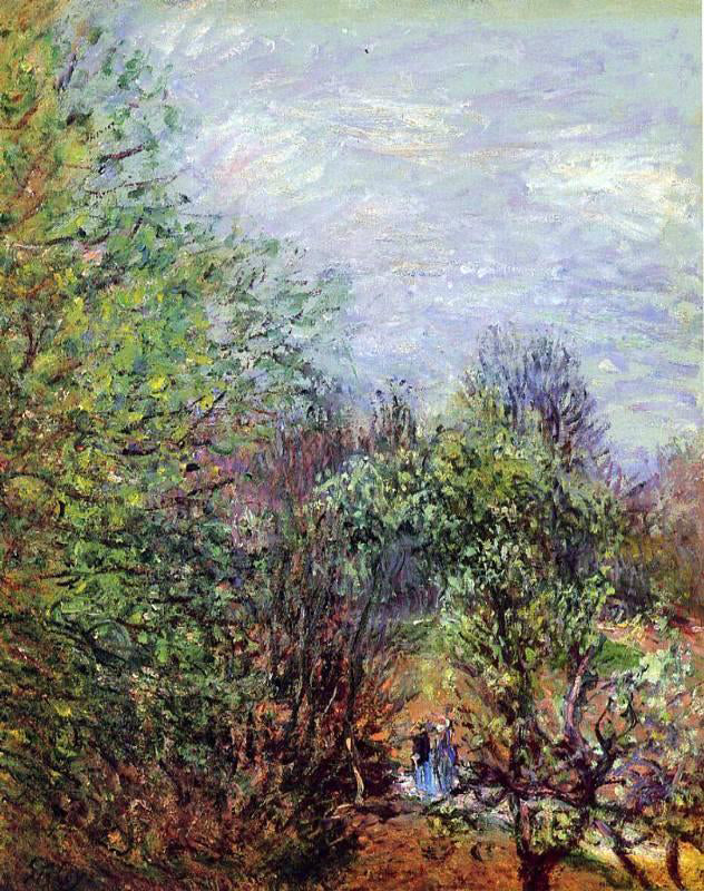 Alfred Sisley Two Women Walking Along the Riverbank - Canvas Print
