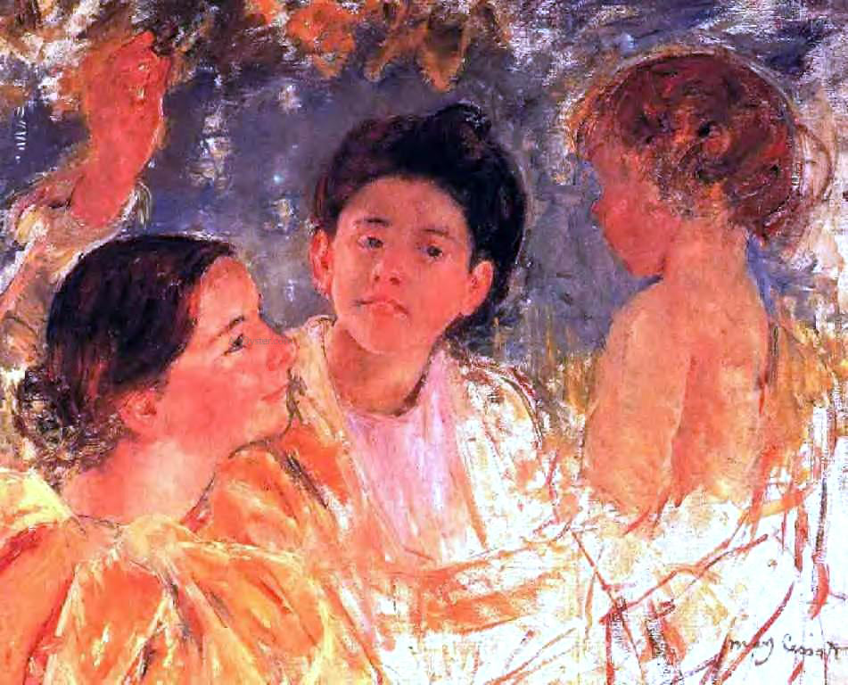 Mary Cassatt Two Young Girls with a Child - Canvas Print
