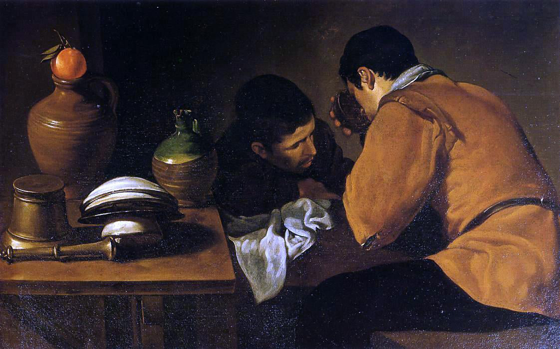 Diego Velazquez Two Young Men at a Table - Canvas Print