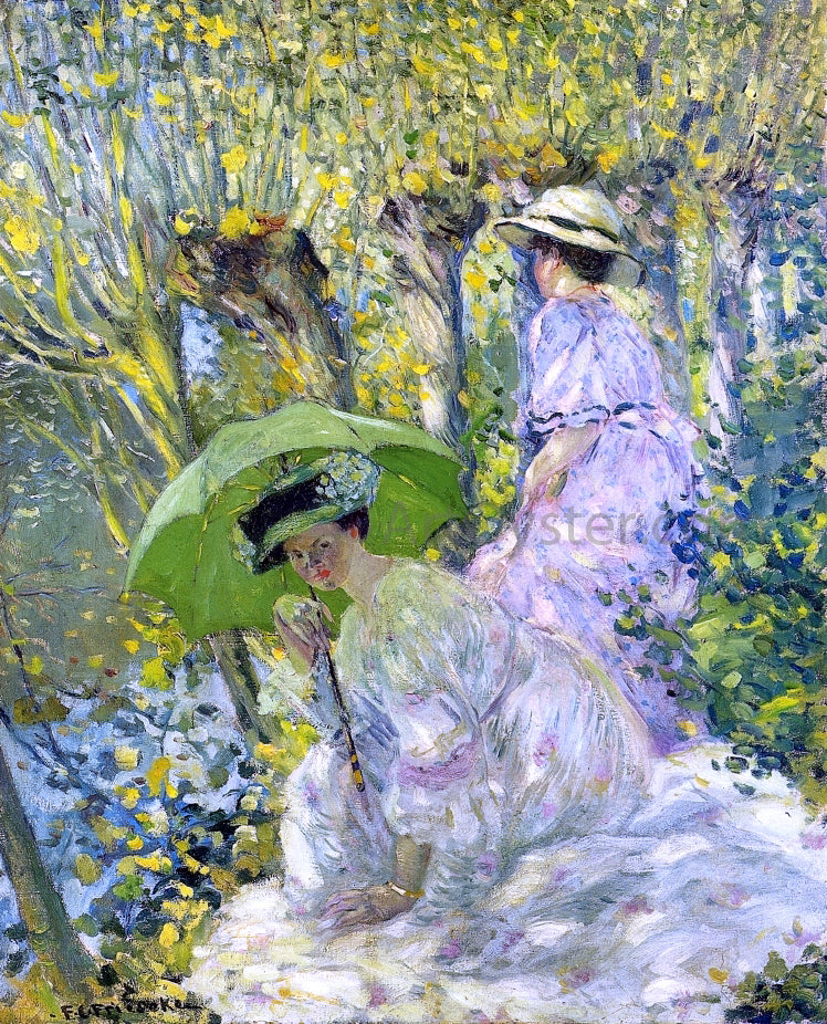 Frederick Carl Frieseke Two Young Women in a Garden - Canvas Print