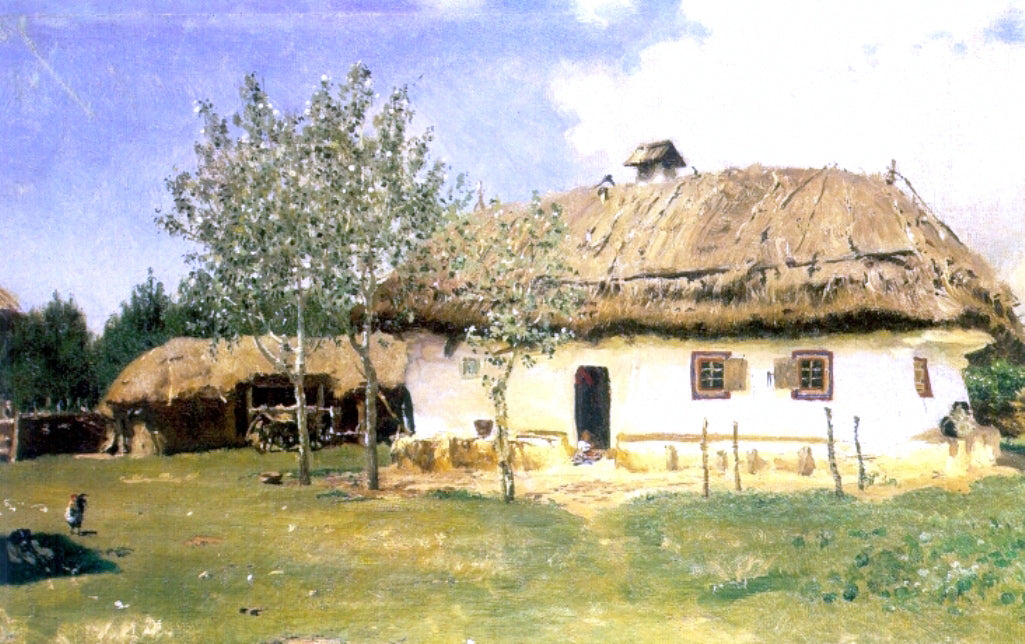 Ilia Efimovich Repin A Ukrainian Peasant House - Canvas Print