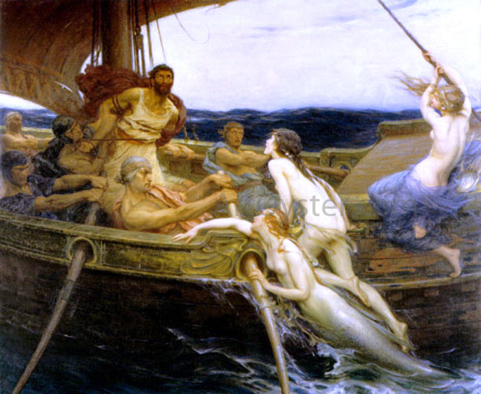 Herbert James Draper Ulysses and the Sirens - Canvas Print