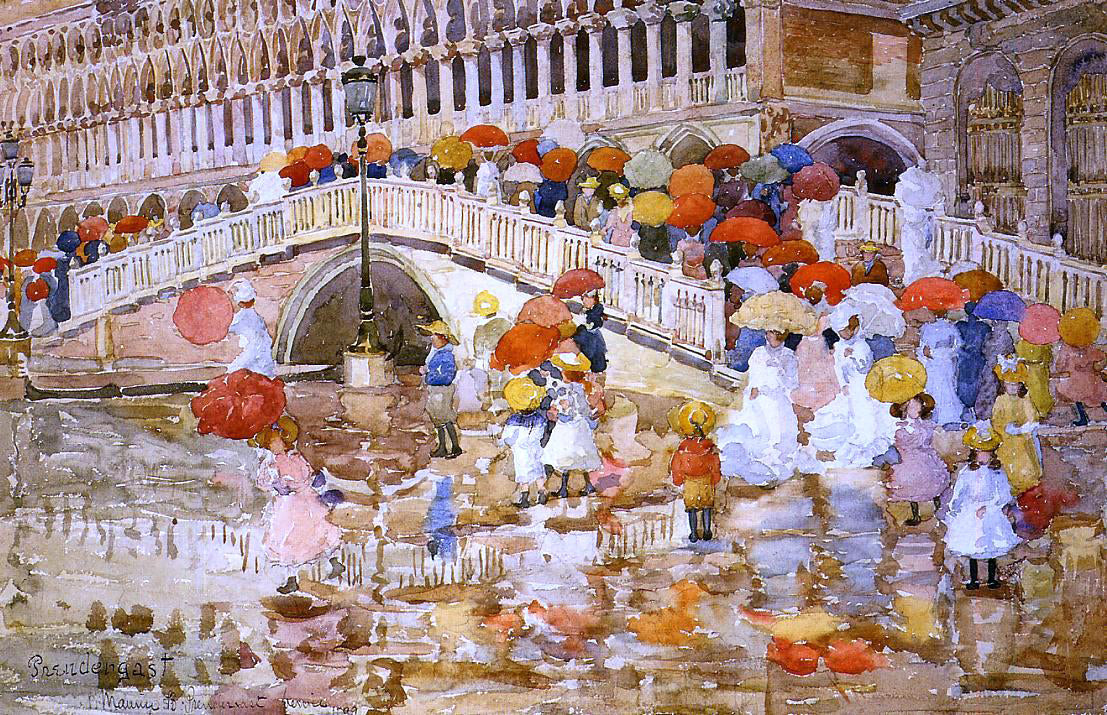 Maurice Prendergast Umbrellas in the Rain - Canvas Print