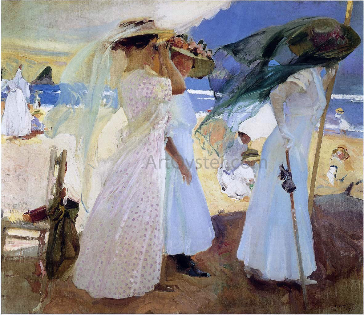 Joaquin Sorolla Y Bastida Under the Awning, Zarauz - Canvas Print