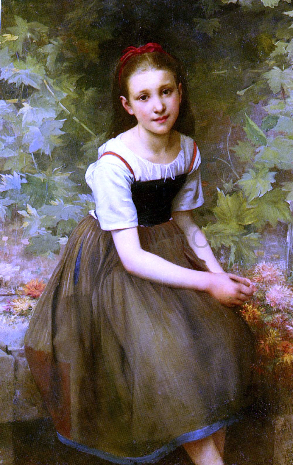 Charles Victor Thirion Une Jeune Fille Aux Fleurs - Canvas Print