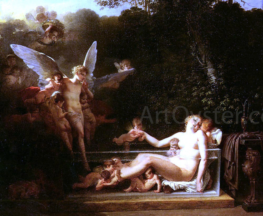 Jean-Baptiste Mallet Une Nymphe Au Bain, Environnee D'Amours - Canvas Print