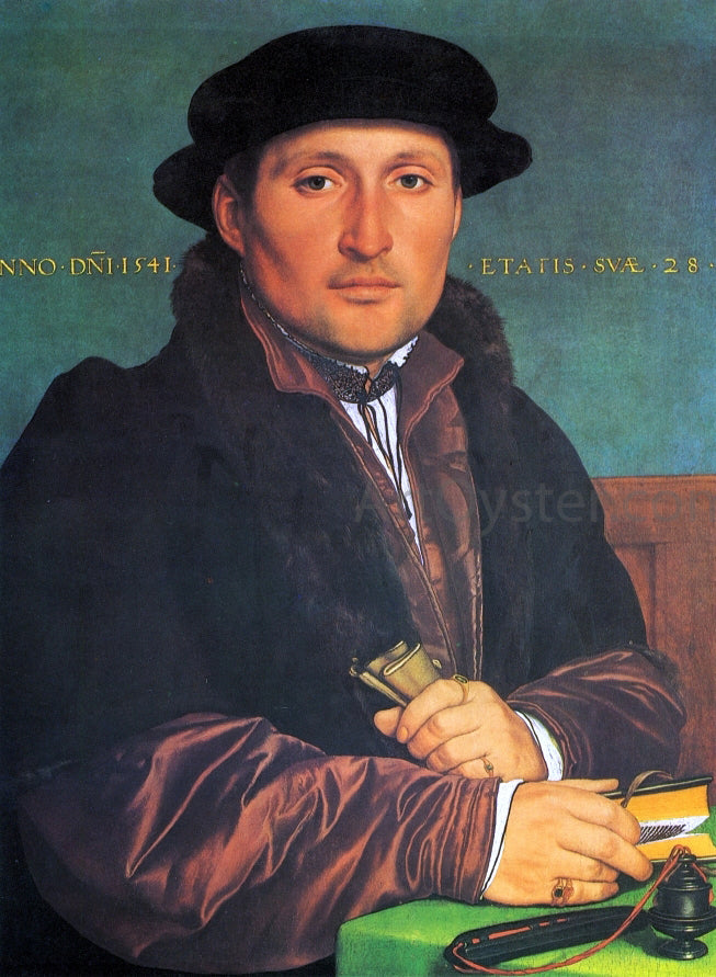 The Younger Hans Holbein Unknown Young Man at His Office Desk - Canvas Print