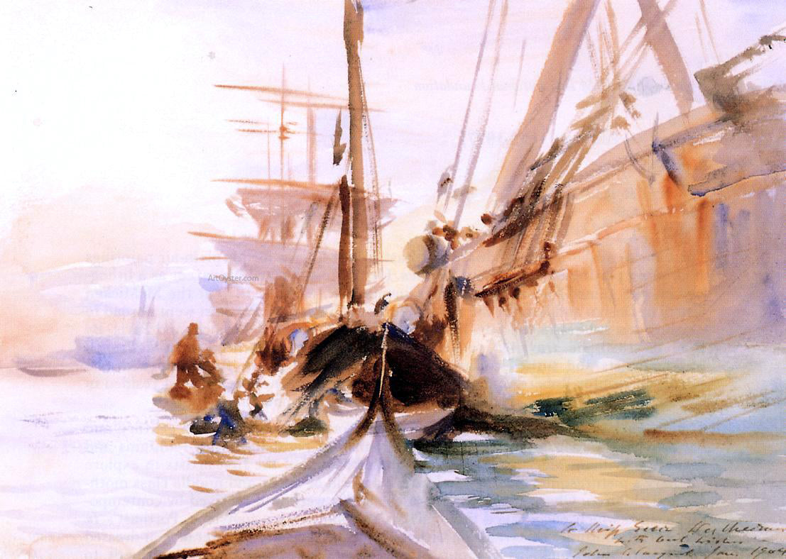 John Singer Sargent Unloading Boats, Venice - Canvas Print