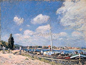 Alfred Sisley Unloading the Barges at Billancourt - Canvas Print