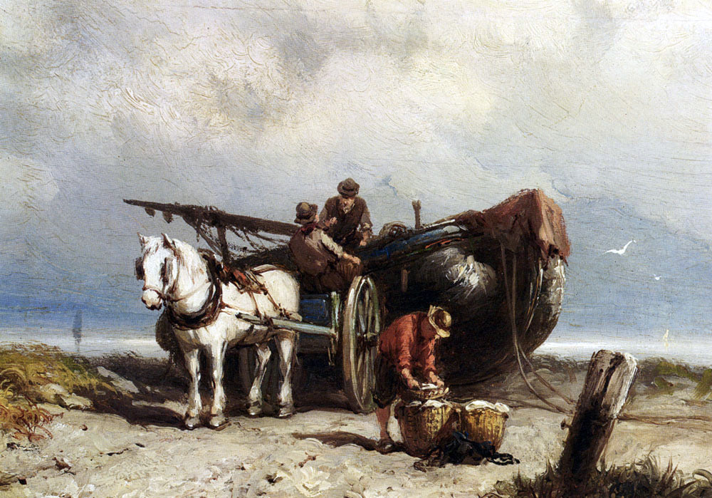 Johannes Hermanus Koekkoek Unloading The Catch - Canvas Print