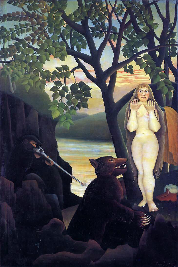 Henri Rousseau Unpleasant Surprise - Canvas Print