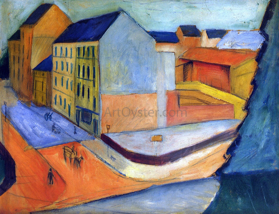 August Macke Unsere Strasse mit Reitbahn, Bonn - Canvas Print