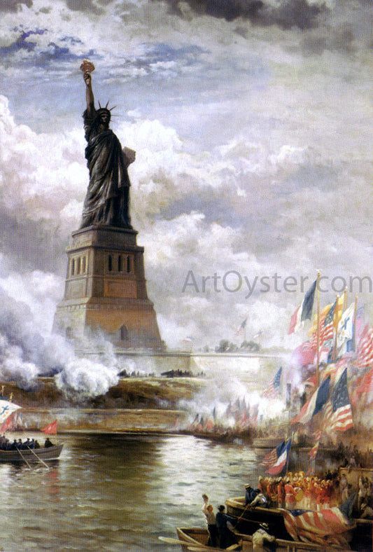 Edward Moran Unveiling the Statue of Liberty - Canvas Print