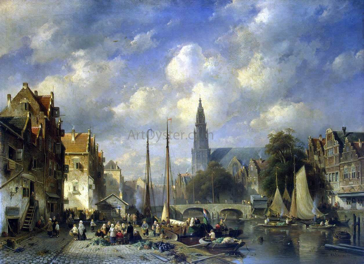 Charles Joseph Leickert Urban Landscape - Canvas Print