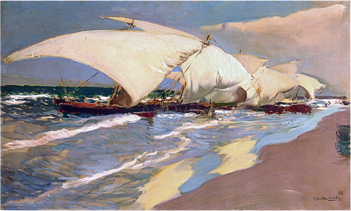 Joaquin Sorolla Y Bastida Valencian boats - Canvas Print