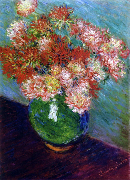 Claude Oscar Monet Vase of Chrysanthemums - Canvas Print