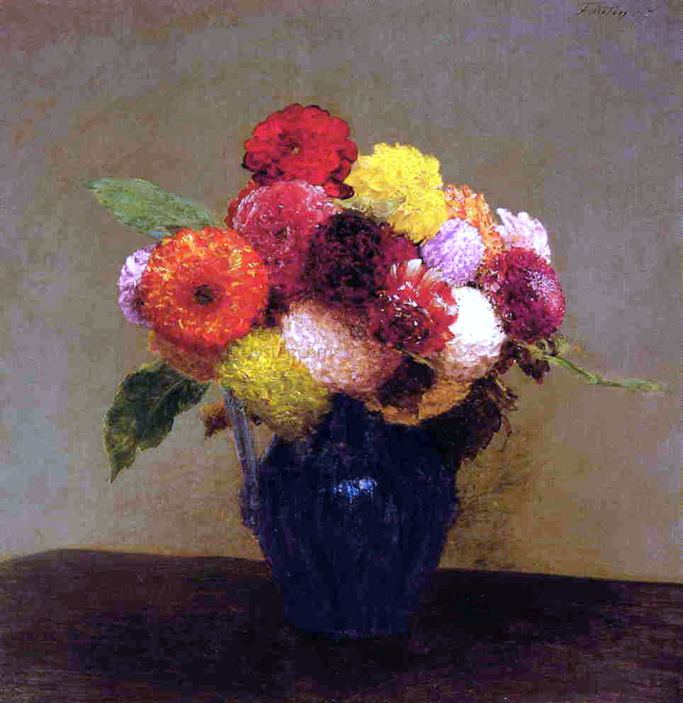 Henri Fantin-Latour Vase of Dahlias - Canvas Print