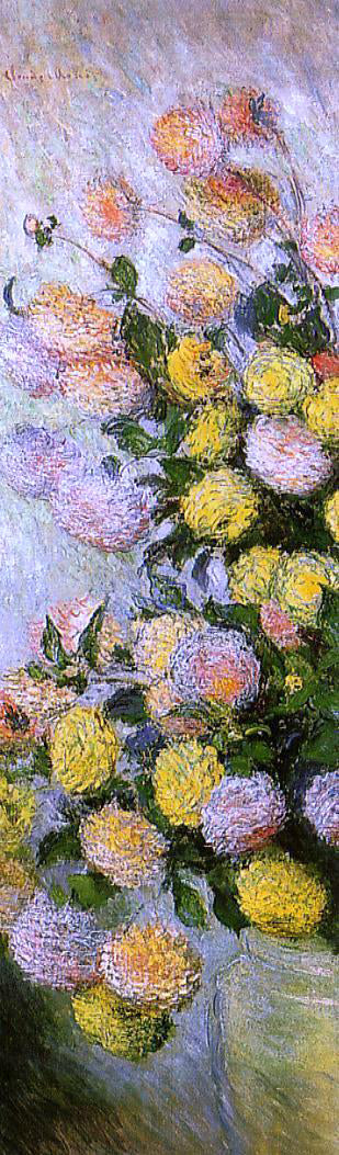 Claude Oscar Monet Vase of Dahlias - Canvas Print