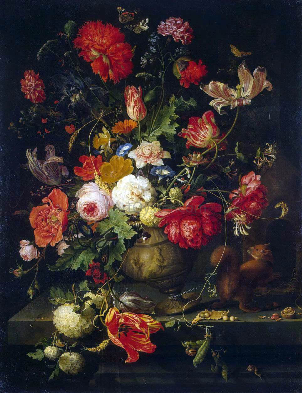 Abraham Mignon Vase of Flowers - Canvas Print