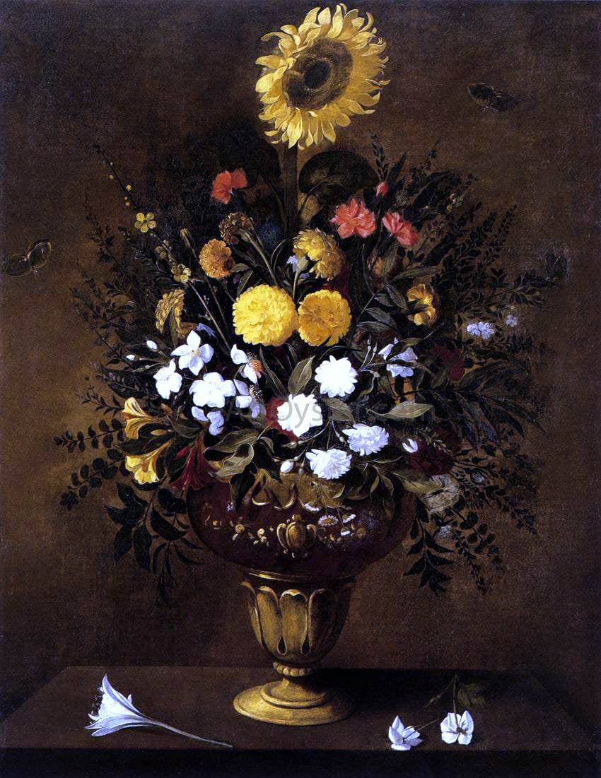 Pedro De Camprobin Vase of Flowers - Canvas Print