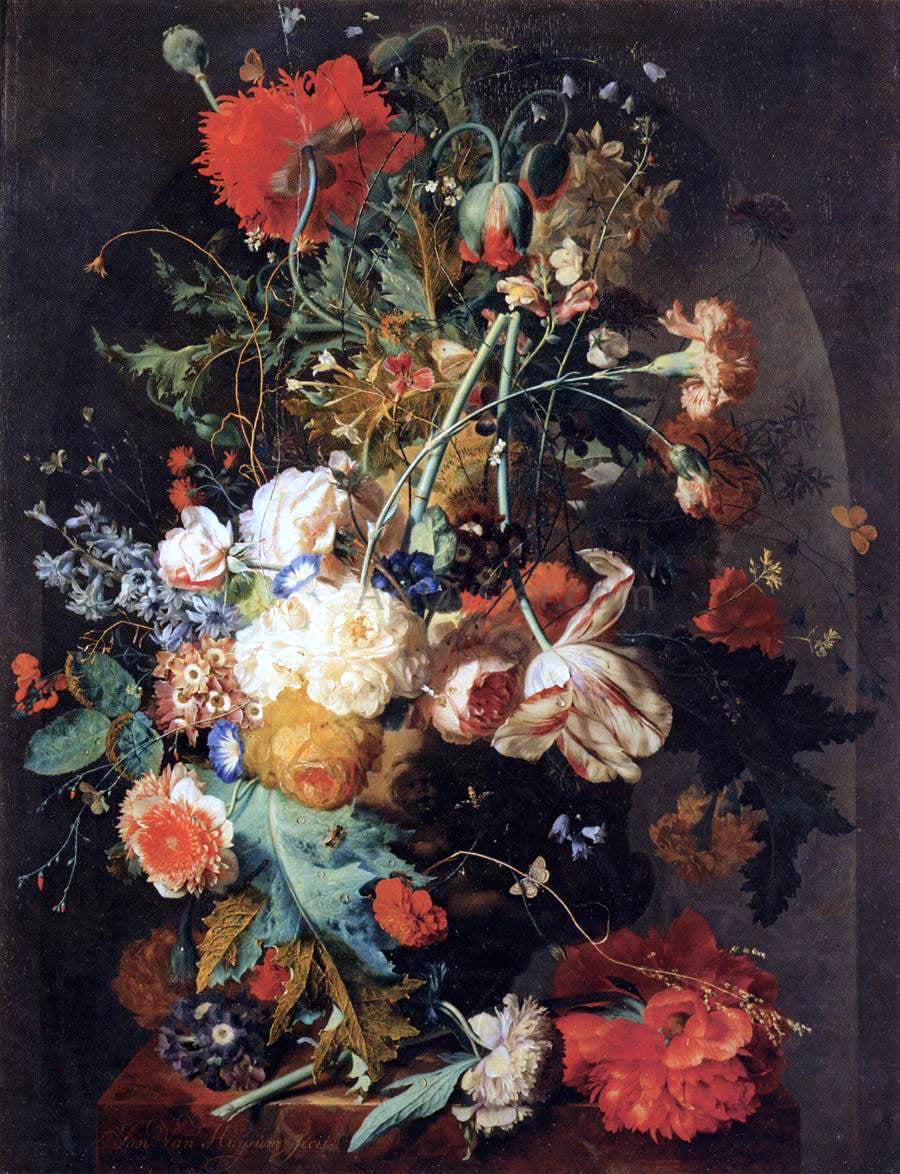 Jan Van Huysum Vase of Flowers in a Niche - Canvas Print