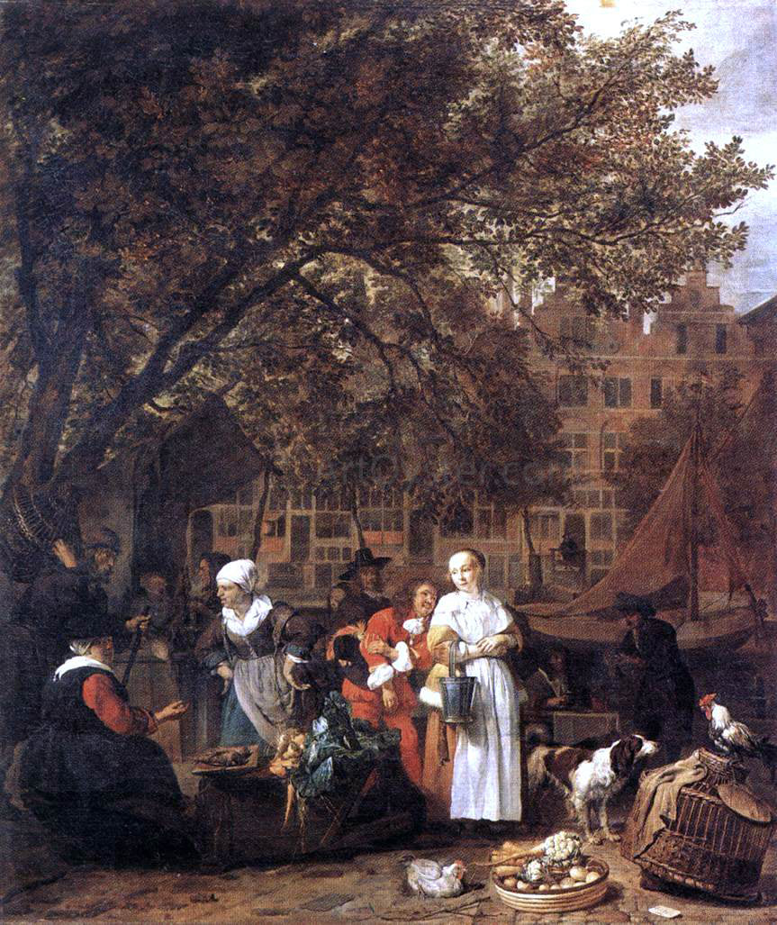Gabriel Metsu Vegetable Market in Amsterdam - Canvas Print