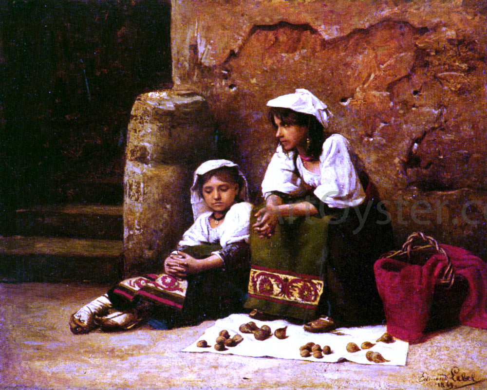 Edmond Lebel Vendeuses de figues et noix - Canvas Print