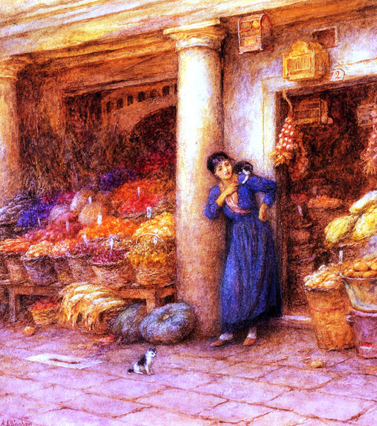 Helen Allingham Venetian Fruit Stall - Canvas Print