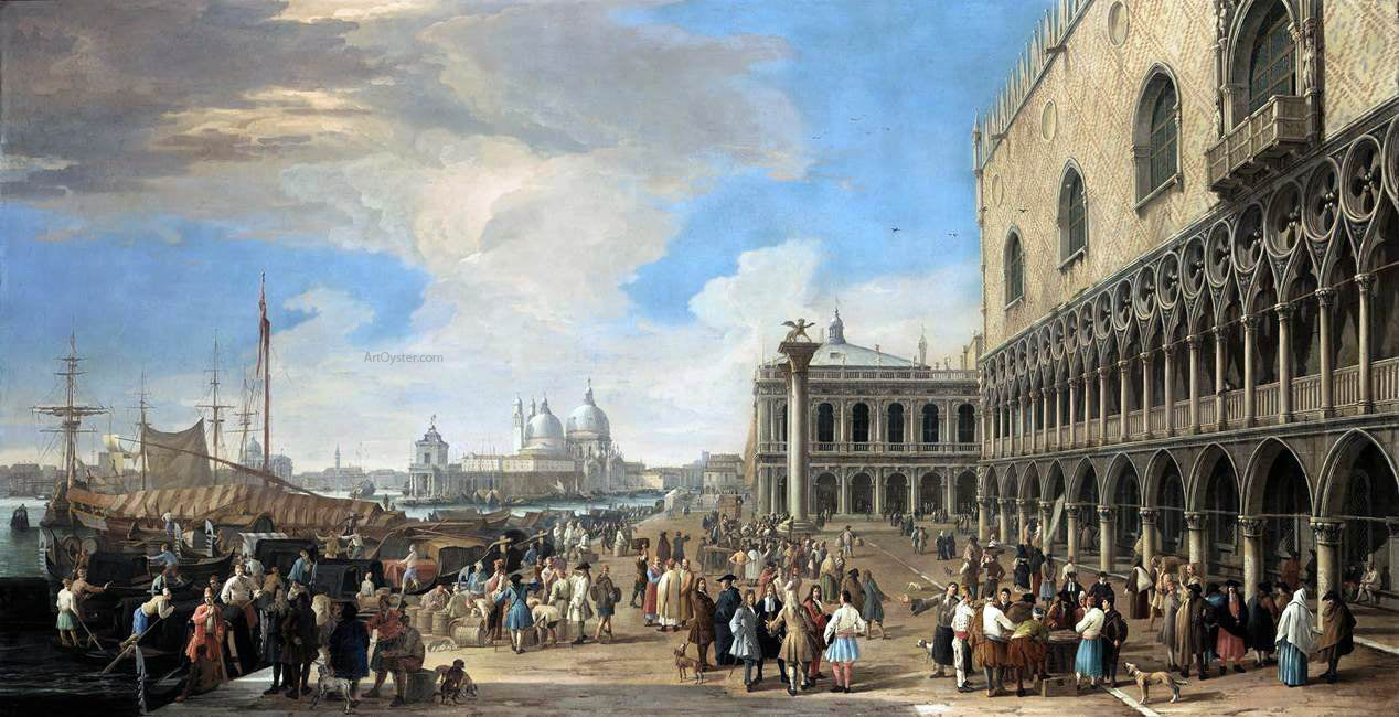 Luca Carlevaris Venice: A View of the Molo - Canvas Print