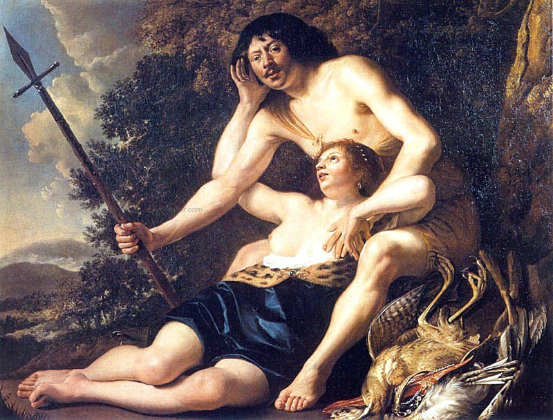 Christiaen Van Couwenbergh Venus and Adonis - Canvas Print