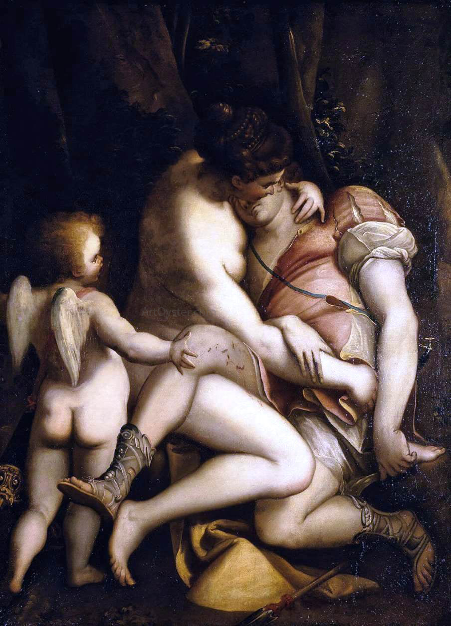 Luca Cambiaso Venus and Adonis - Canvas Print