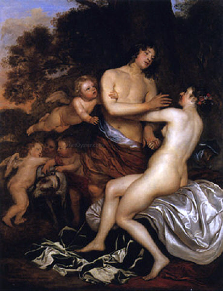 Jan Mytens Venus and Adonis - Canvas Print