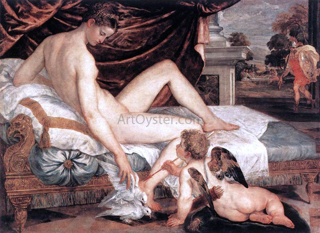 Lambert Sustris Venus and Cupid - Canvas Print