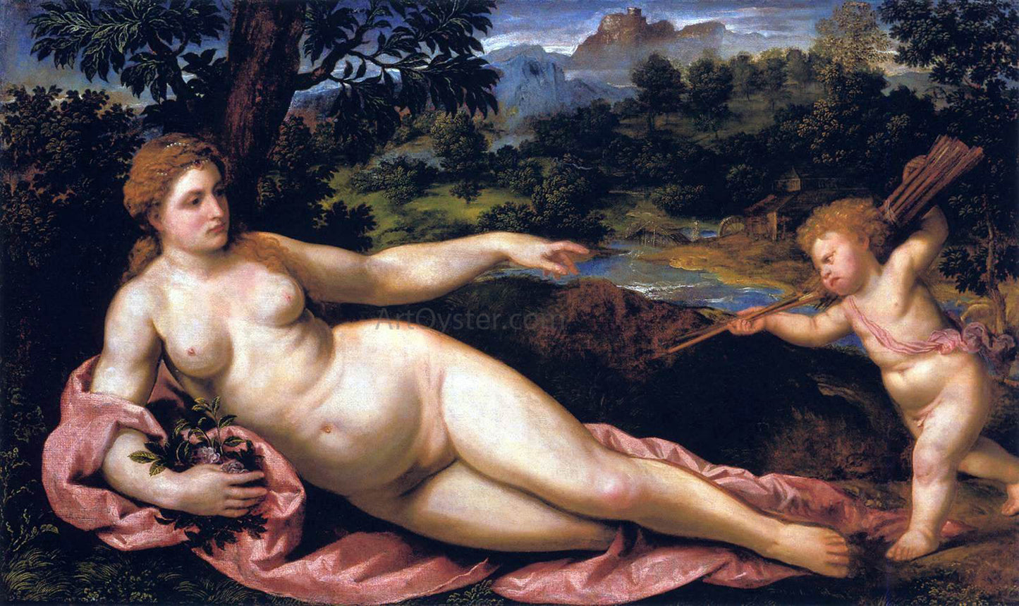 Paris Bordone Venus and Cupid - Canvas Print
