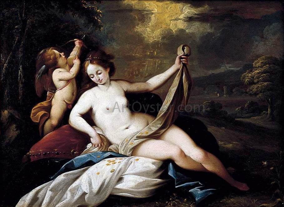 Giuseppe Nuvolone Venus and Cupid in a Landscape - Canvas Print