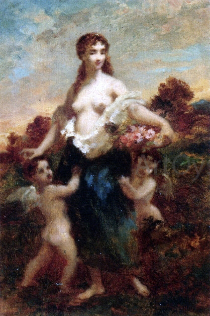 Narcisse Virgilio Diaz De la Pena Venus and Cupids - Canvas Print