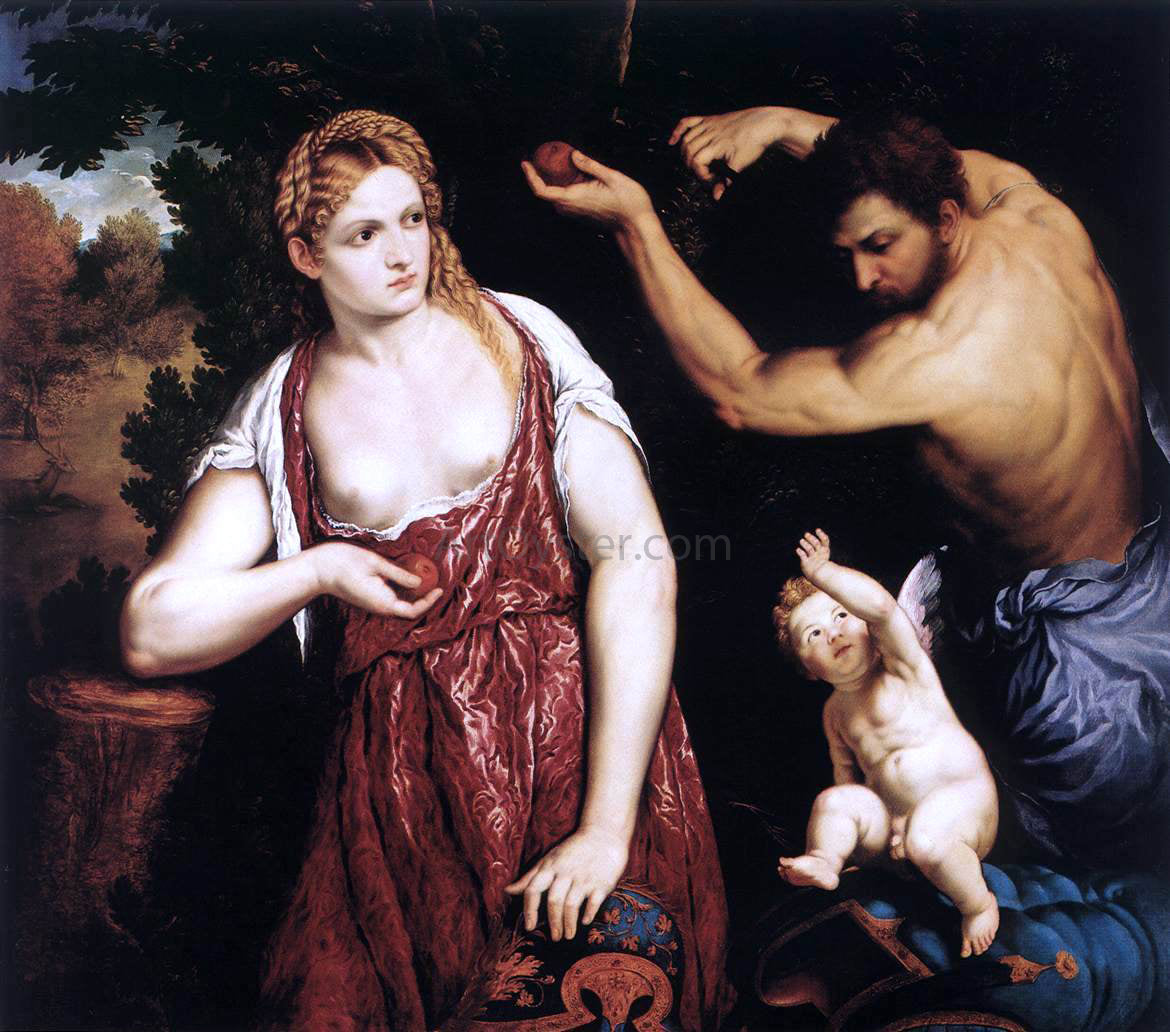 Paris Bordone Venus and Mars with Cupid - Canvas Print