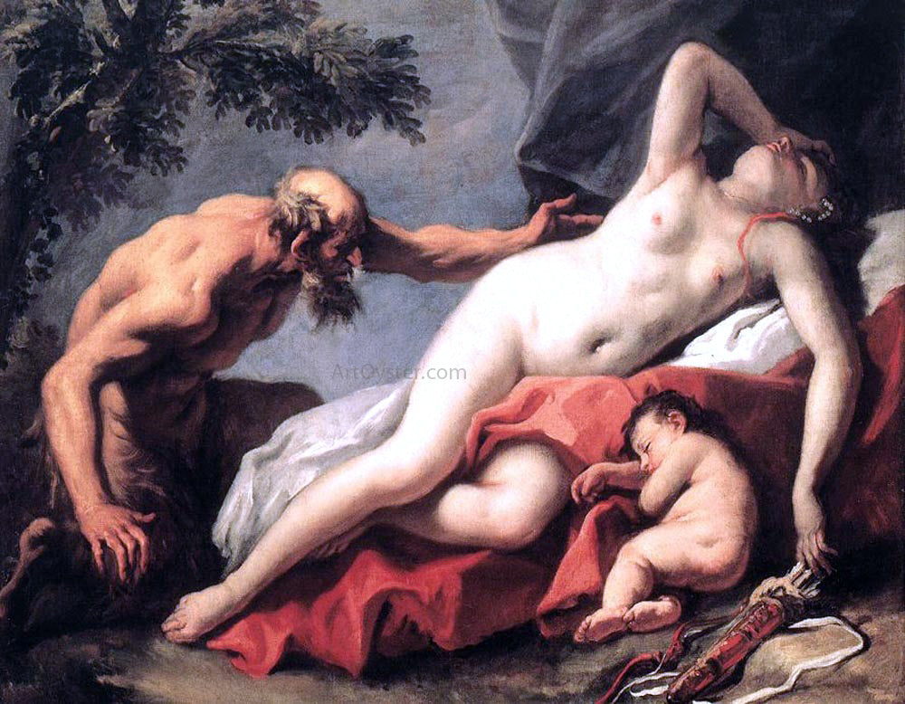 Sebastiano Ricci Venus and Satyr - Canvas Print