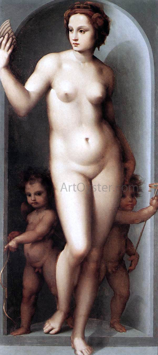 Andrea del Brescianino Venus and Two Cupids - Canvas Print