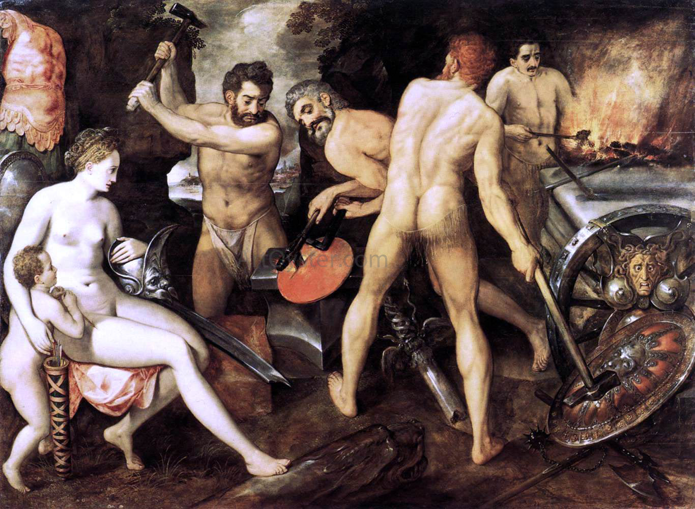 The Elder Frans Floris Venus at Vulcan's Forge - Canvas Print