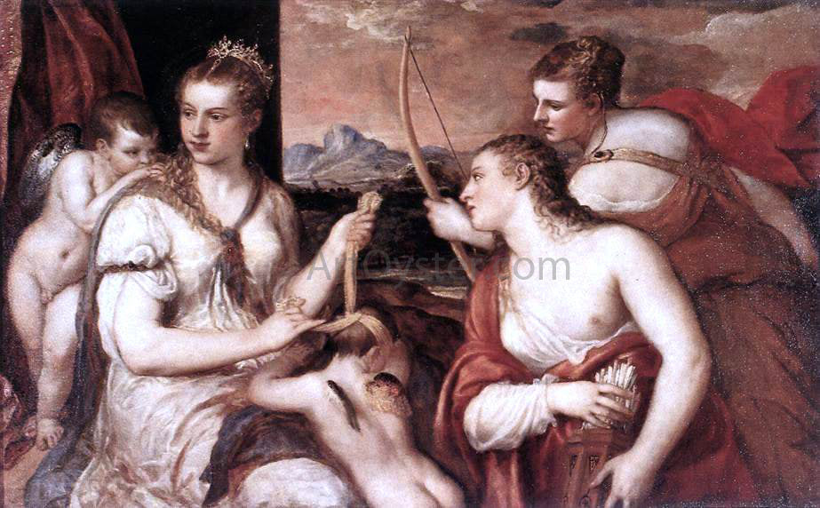 Titian Venus Blindfolding Cupid - Canvas Print