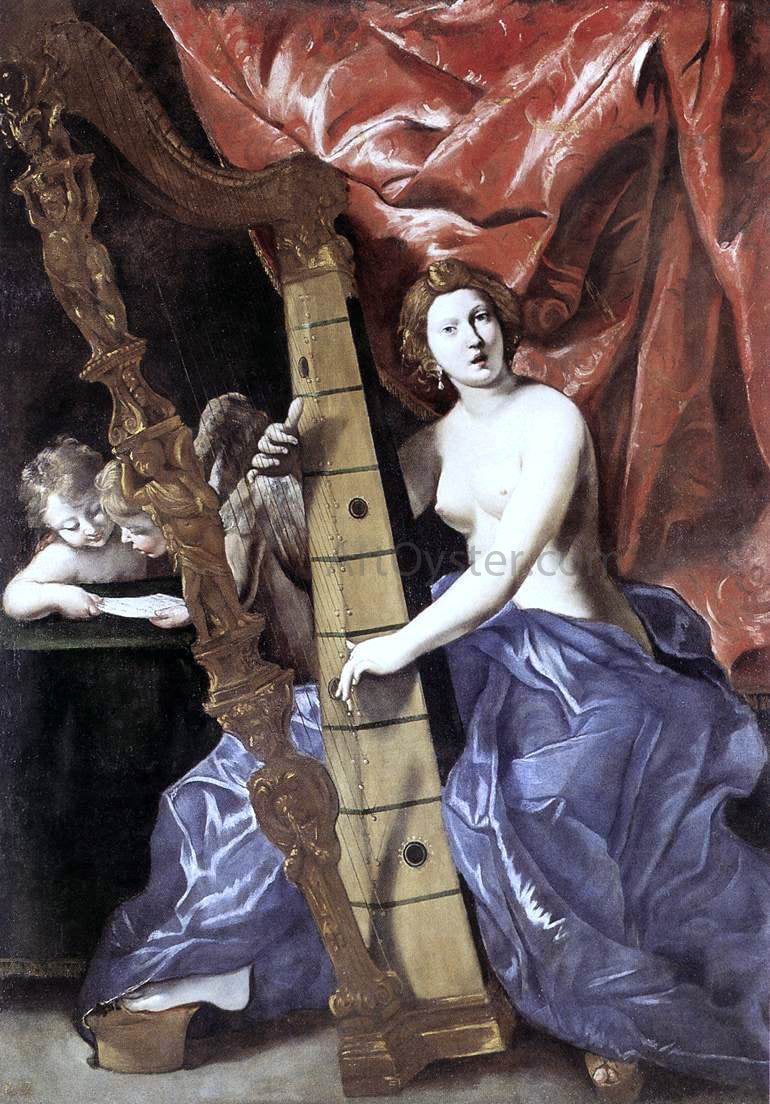 Giovanni Lanfranco Venus Playing the Harp (Allegory of Music) - Canvas Print