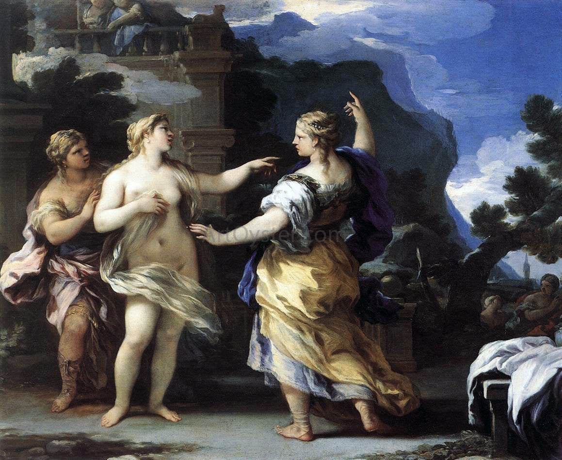 Luca Giordano Venus Punishing Psyche with a Task - Canvas Print